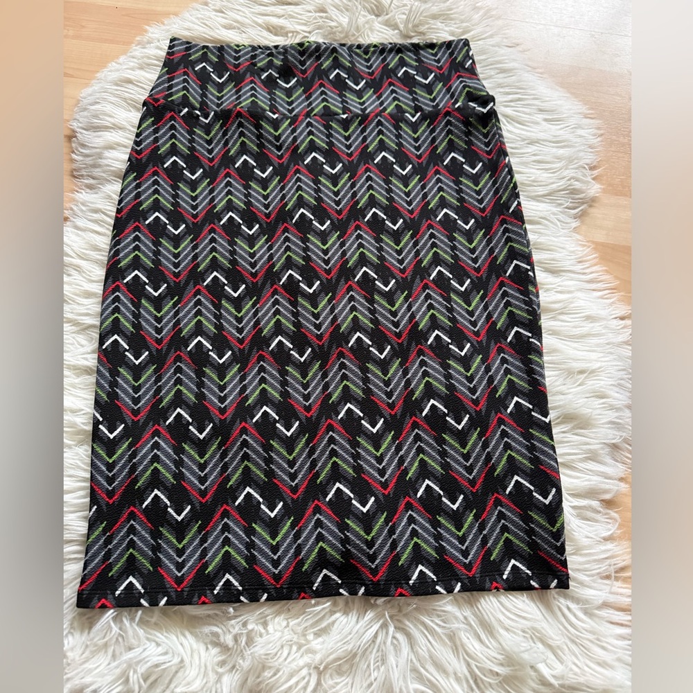 Lularoe Black Printed Pull On Pencil Skirt M (8-10)